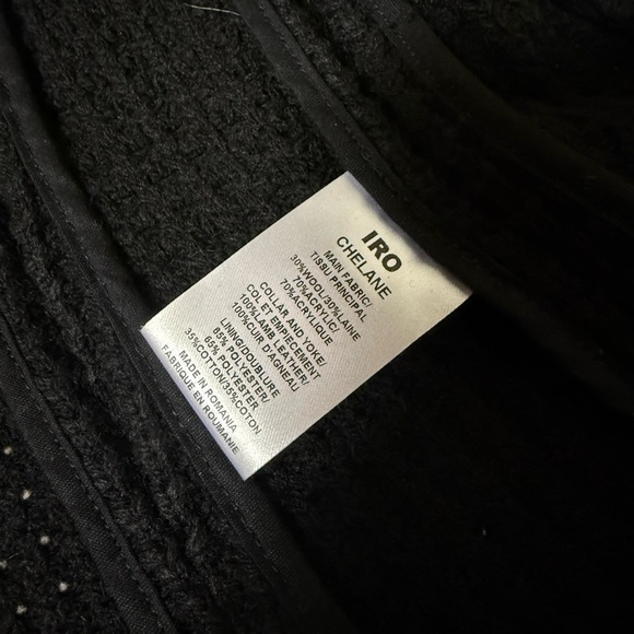 IRO Chelane Lamb Leather Trim Wool Moto Jacket - Picture 5 of 9